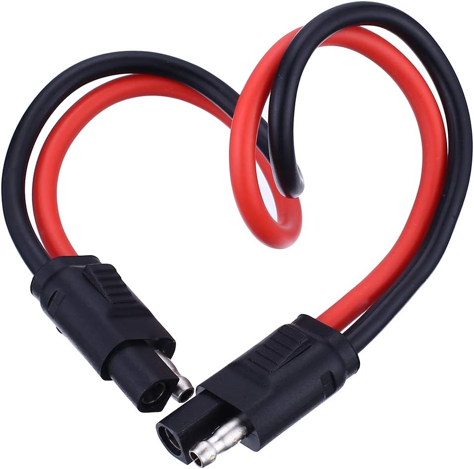 Miady 5-Pack 12" 10 Gauge 2 Pin Quick Disconnect Polarized Wire Harness, Heavy Duty SAE Connector Bullet Lead Cable, SAE Power Automotive Extension Cable (5 pcs)