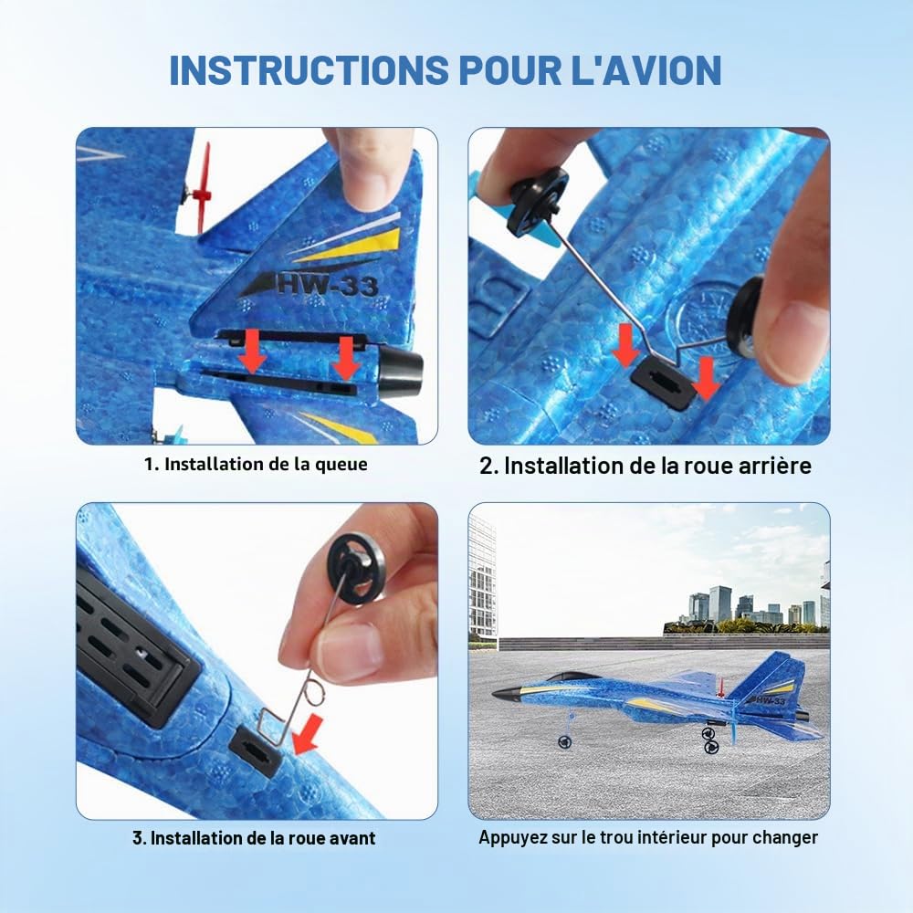 Avion Télécommandé, F22 RC Avions Radiocommandé, 2.4 GHz Avione Télécommandé Avions RC pour Enfants, Avion de Chasse Radiocommandé, Planeur Volant Télécommandés pour Débutants Enfants Adultes