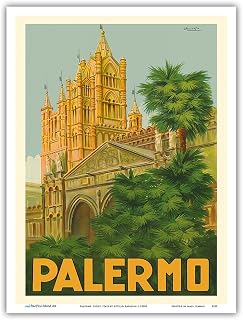 Palermo Sicily Italy - Duomo (Cathedral) - Vintage Travel Poster by Attilio Ravaglia c.1930s - Master Art Print (Unframed) 9in x 12in