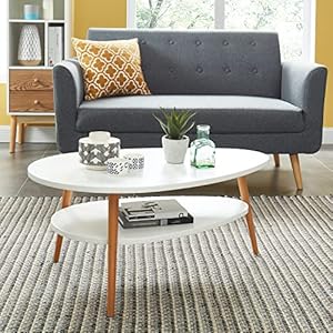 BAÏTA Table Basse, Bois d’ingénierie, Blanc, L90cm