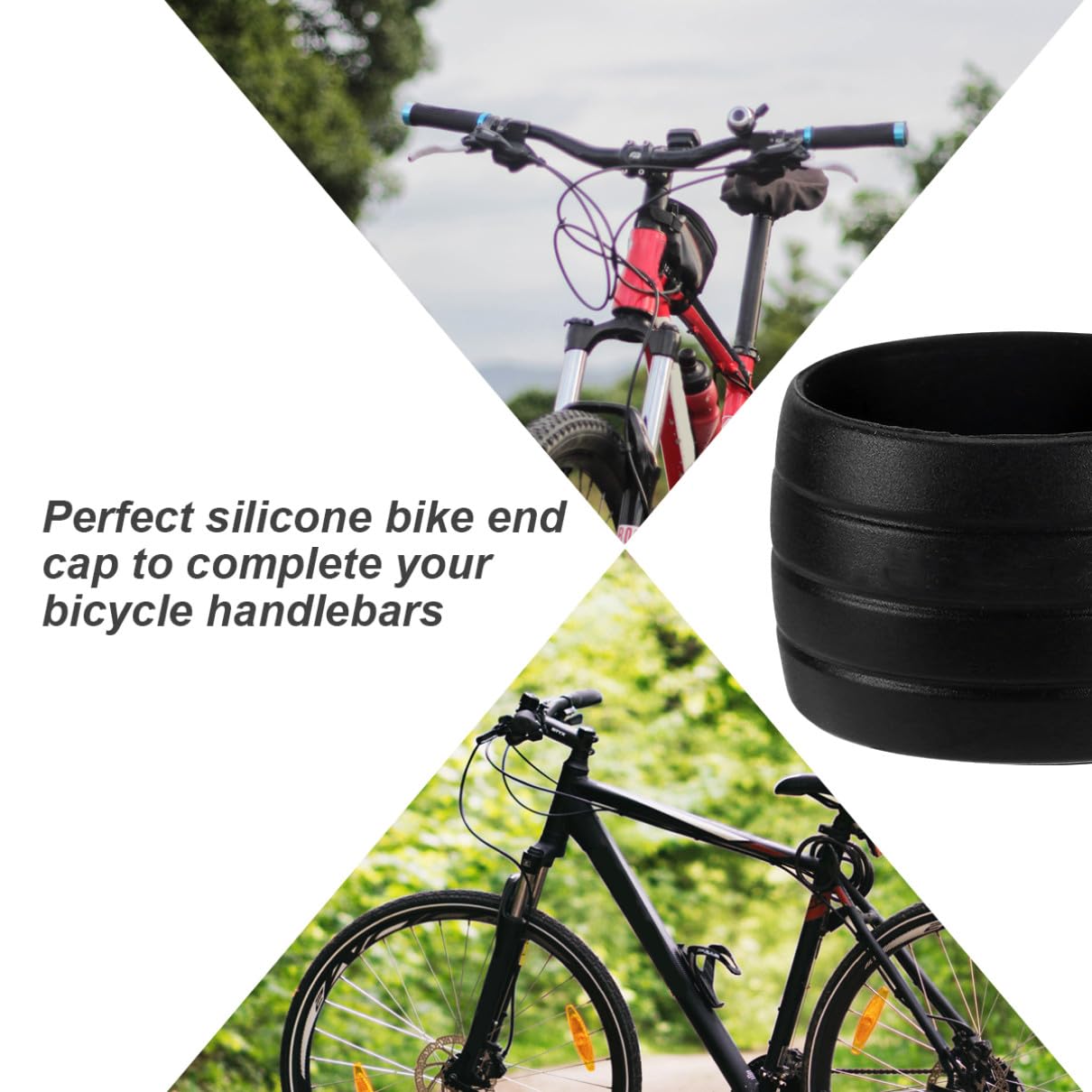 VANZACK Silicone Bike Handlebar End Plugs with Fixing Rings Durable Protective Covers for Road and Mountain Bikes Flexible Handlebar Tape Finishing Caps Set of 3 Pairs