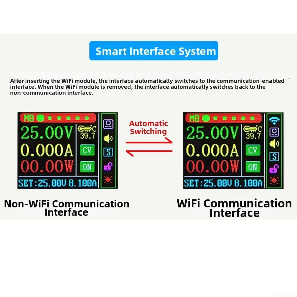 Alimentatore DC regolabile 0-50V 8A 400W con telecomando WiFi, regolatore di tensione digitale con protezione da sovraccarico e 10 slot di memoria per laboratorio e CNC, nero (con WIFI)