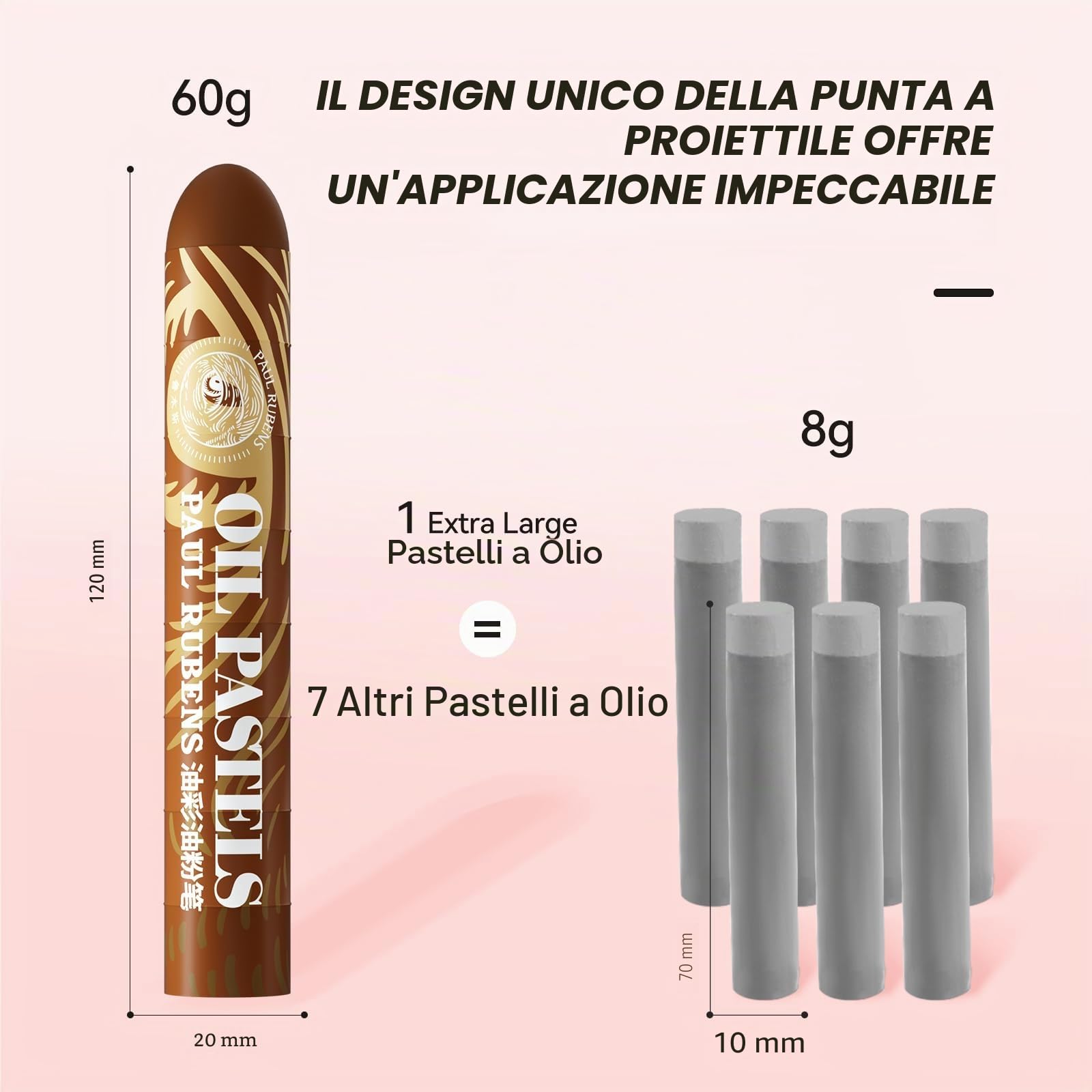 Paul Rubens Pastelli all'olio, 12 colori per ritratti, super Jumbo-HaiYa, tono di pelle d'artista, pastelli all'olio morbidi, vivi e cremosi, materiali d'arte