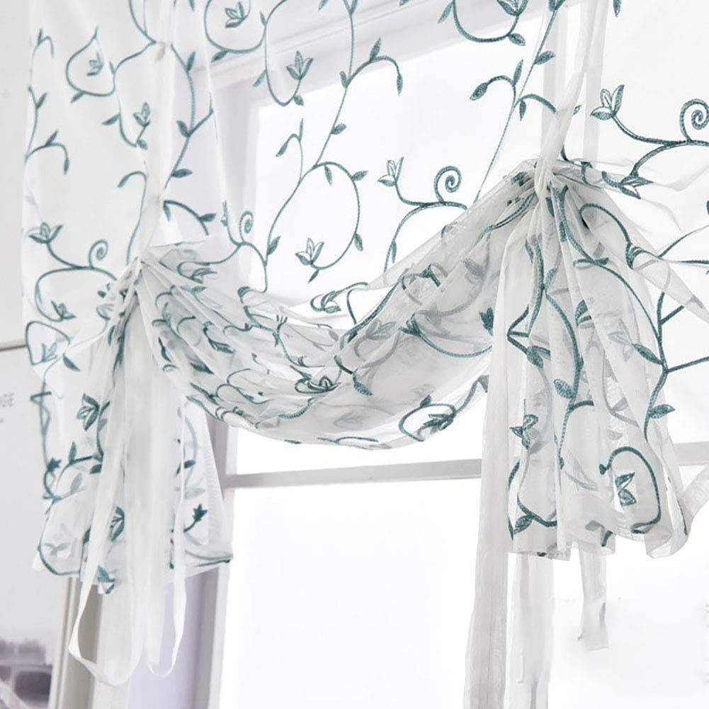 Tenda a Pacchetto in Voile con Passanti Tende in Tulle monocromatiche Trasparenti Tenda Romana in Stile Semplice per Cucina, Bagno e Balcone 1 Pezzo,Blu,117 * 160 cm