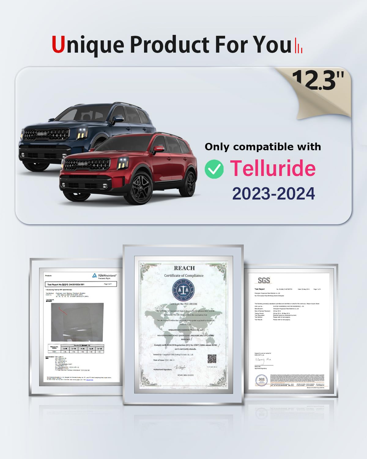 ASZSK 2 Pack Screen Protector For Telluride 2024 2023,12.3 Inch PET Protective Film Compatible With Kia Telluride,Anti-Scratch HD Clarity GPS Navigation Infotainment Foil Telluride Accessories