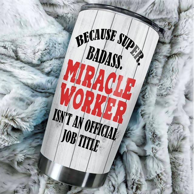 Miniatura 3 de MEDROC Super Miracle Worker GIS Technician - Vaso de acero inoxidable de 20 onzas, regalos de agradecimiento para compañeros de trabajo, hombres,