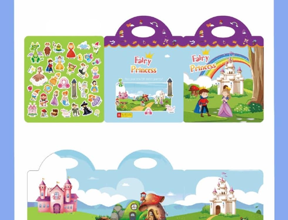 Image of Chocozone 32 Reusable Stickers Book Waterproof Stickers Toys for 2 Years Old Boys & Girls Learning Preschool Educational Book for Kids (Fairy Princess)