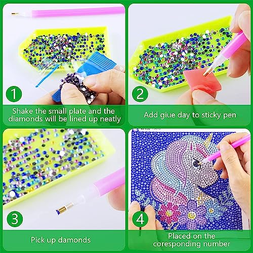 Image of PATPAT DIY 5D Diamond Painting Kit for Kids Colorful Unicorn Diamond Art Set with Frame, Resin Diamonds & Tools Creative Craft Activity, Fun Art Decoration for Children Ages 5-12