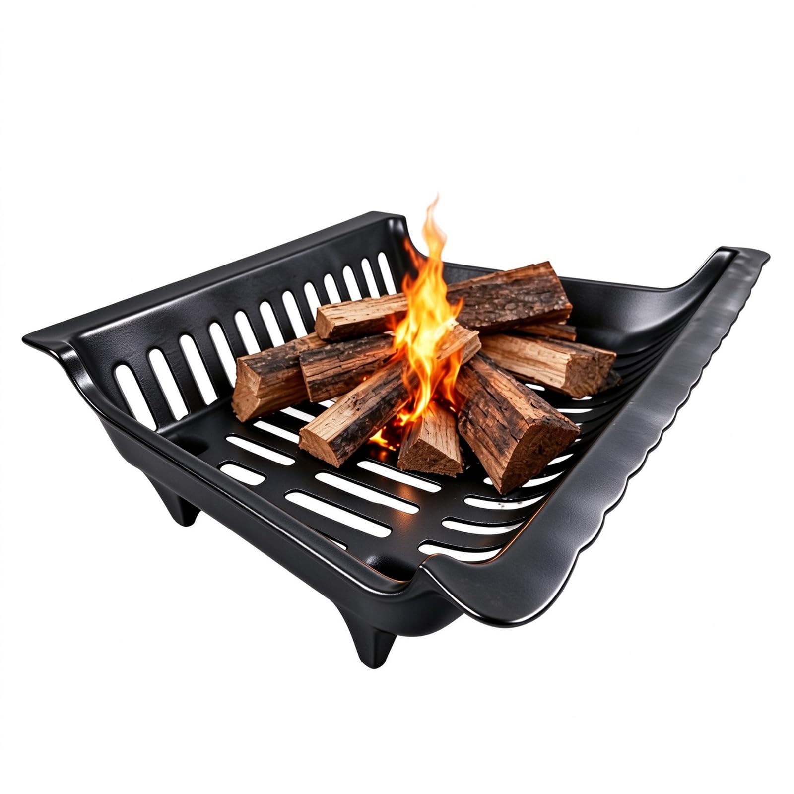 Amagabeli Firewood Fireplace Firewood Wood Log Holder Heavy Duty Cast Iron Indoor Fire Grill Outdoor Wood Stove Firewood Holder Firewood Holder Black