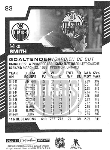 Miniatura 2 de 2020-21 O-Pee-Chee #83 Mike Smith Edmonton Oilers Hockey Card