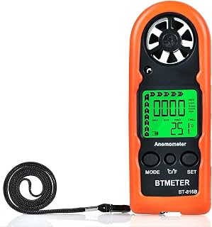 BTMETER BT-816B Handheld Anemometer Wind Speed Meter - LCD Backlight, Wind Chill, Temp Gauge for HVAC, Drones, Sailing, Golf (0.3-30m/s)