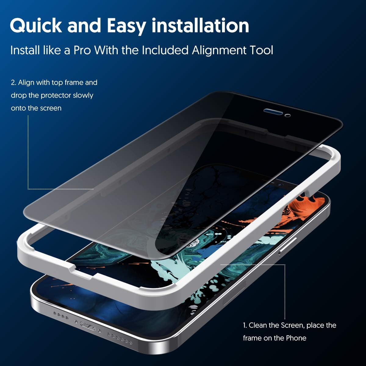 Special Fotbor for iPhone 12 Pro Privacy Screen Protector, iPhone 12 Privacy Screen Protector [2X Anti-Spy] [Shatterproof] Full Coverage 9H Tempered Glass Screen Protector for Apple iPhone 12 / iPhone 12 Pro 6.1-2 Pack