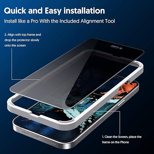 Miniatura 7 de Fotbor Protector de pantalla de privacidad para iPhone 12 Pro, protector de pantalla de privacidad para iPhone 12 [2 antiespías] [inastillable] de
