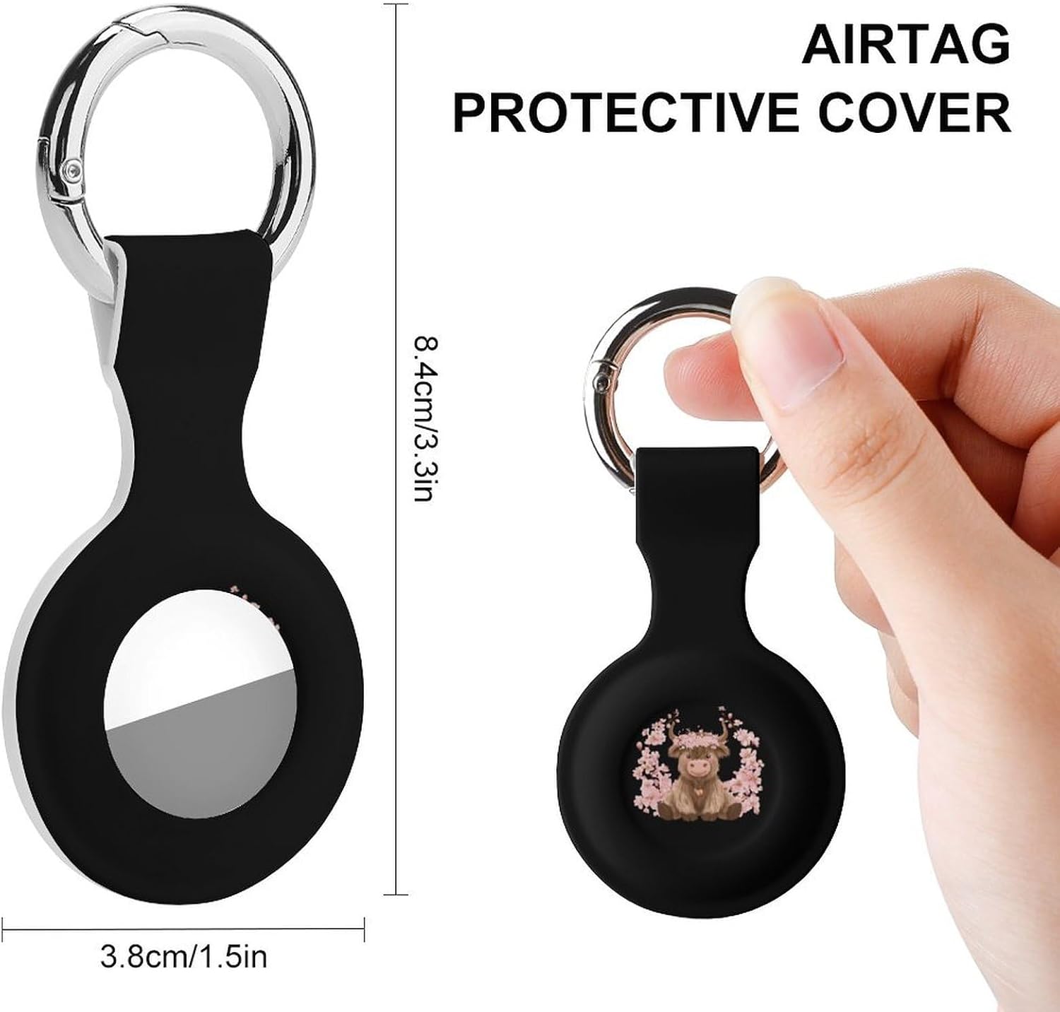 Highland Cow Shockproof GPS Tracker Cover Key Chain 4PCS image 2