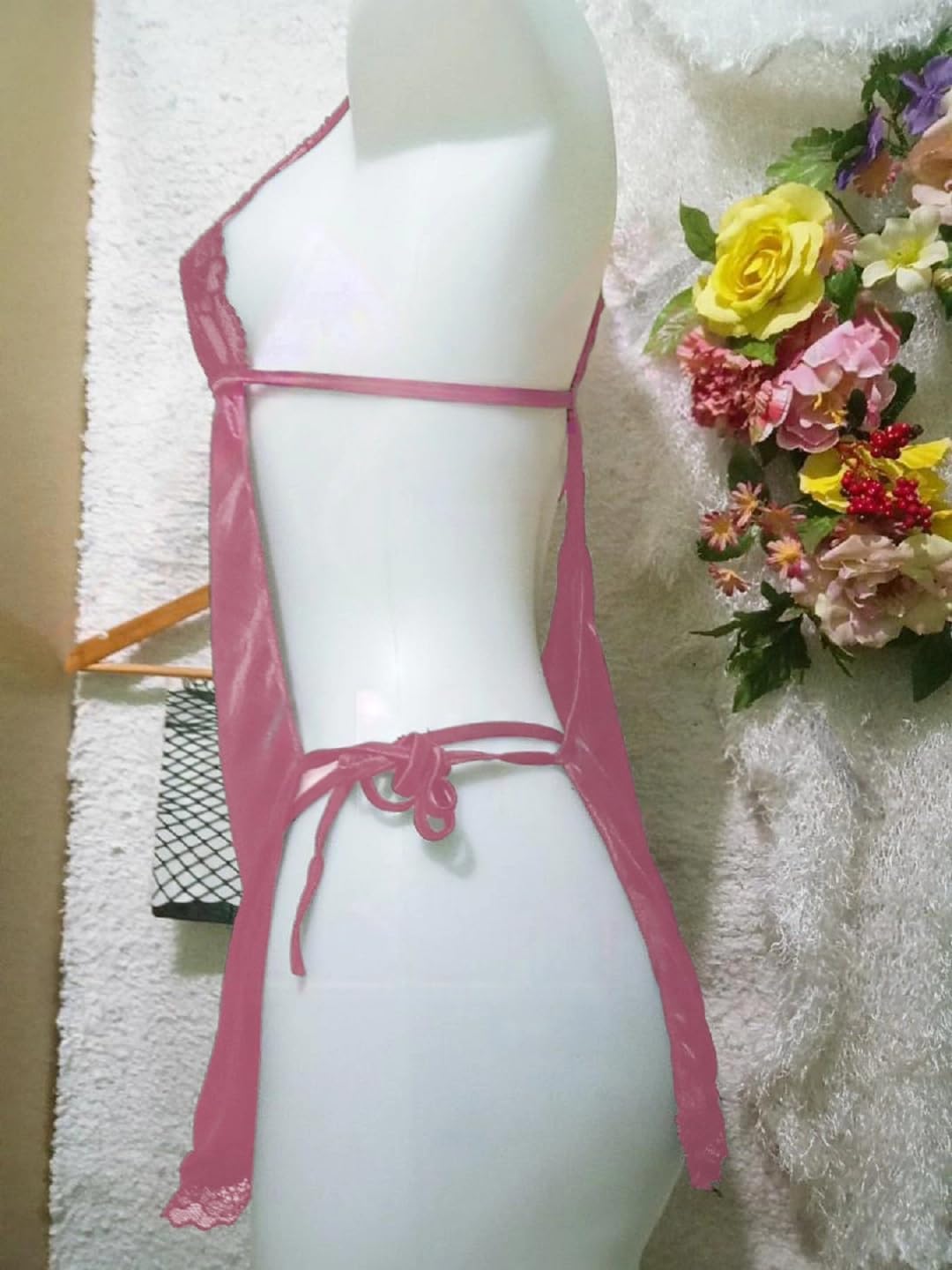 لانجري للنساء بتصميم كلاسيكي من الدانتيل برقبة عميقة على شكل V وظهر مكشوف، فستان بدون ظهر بيبي دول من مانيكان 2026 - view 5