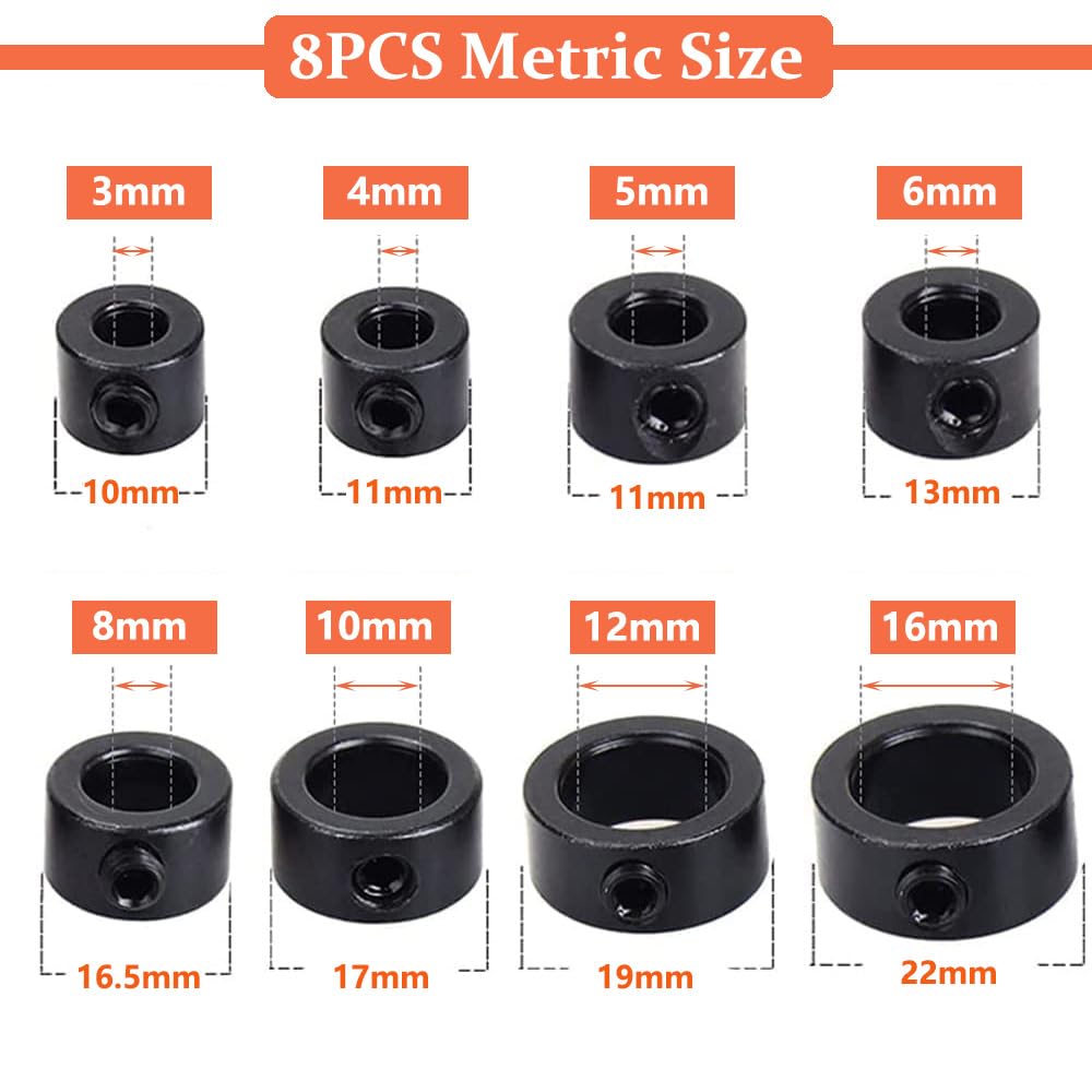 Drill Bit Depth Stop Collar Kit - 8 Piece Set -5