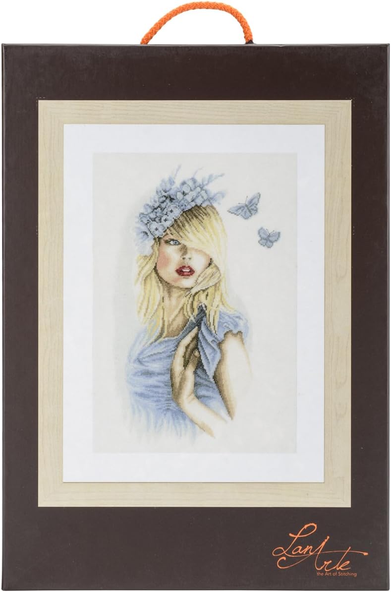Lanarte Counted Cross Stitch KIT Blue Butterflies (Linen)