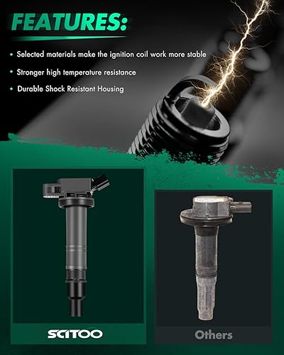Miniatura 2 de SCITOO Paquete de 10 bobinas de encendido, para Toyota Tundra 4.7L 2006, Solara 2.4L 2006-2008, para Matrix 2.4L 2009-2011, Matrix 1.8L 2008, Lexus