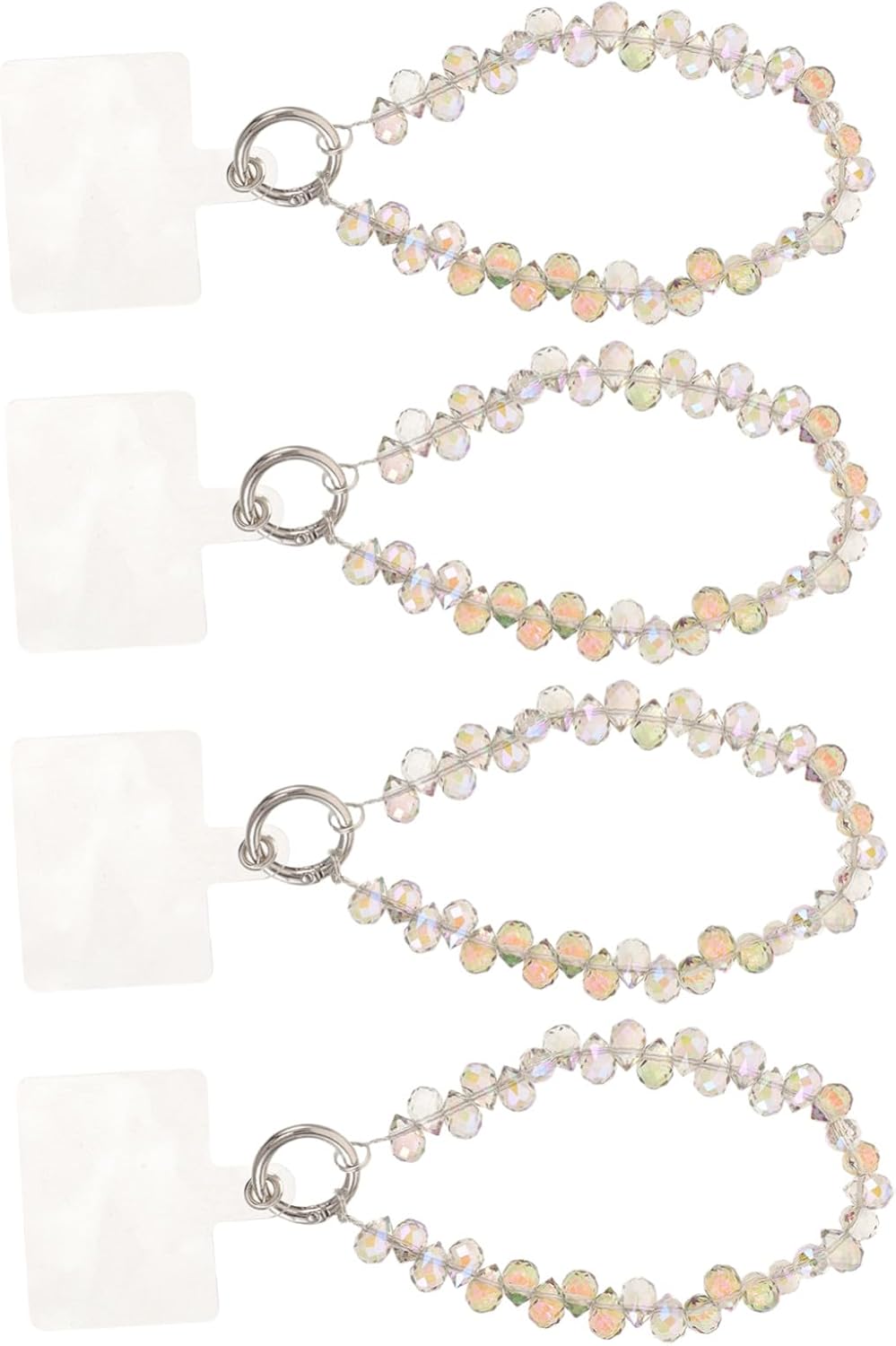DOITOOL 4pcs Crystal Phone Charm Chain with Card Insert Beaded Wrist Strap