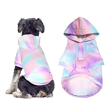 Tie Dye Dog Hoodie Soft and Breathable Dog Hoodie for Small Medium Dog Puppy Clothes Dog Sweater with Pocket Pet Sweatshirt Hooded Coat for Dog Cat