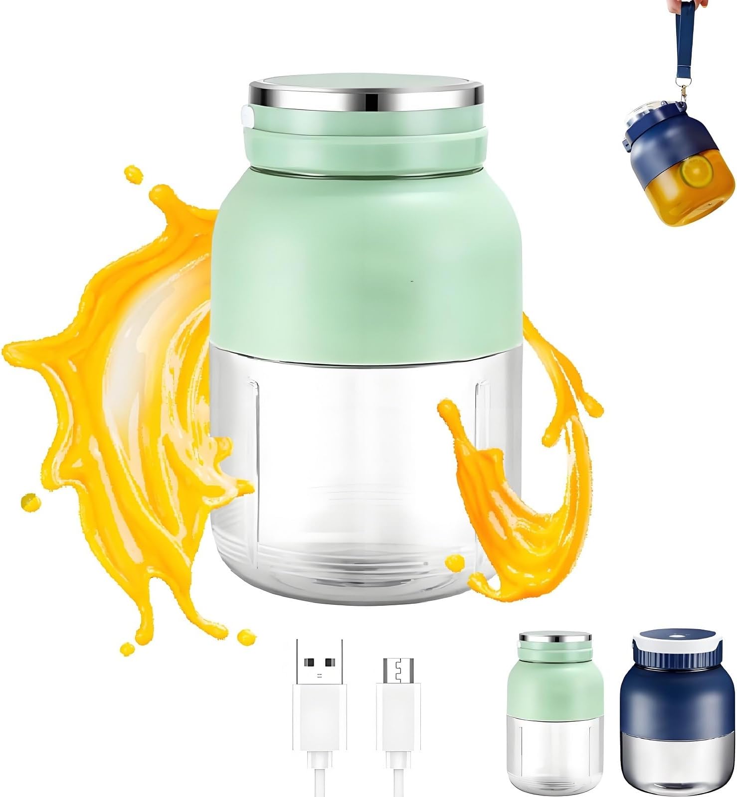 Blender Mini, Directly Squeezed, No Filter Required, USB-C Rechargeable, Dishwasher Safe,For Home, Office, Or Travel(Green)