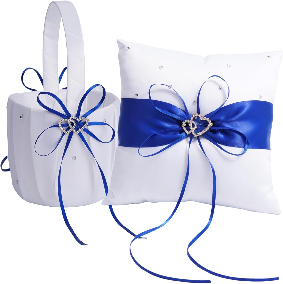 QIRMIZI Wedding Ring Pillow and Flower Girl Basket Set