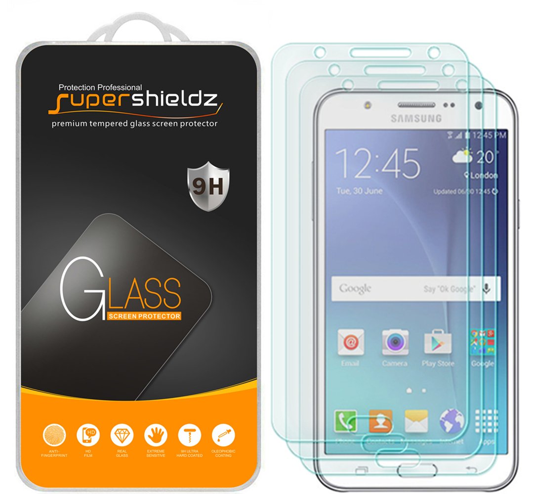 Supershieldz[3-Pack] Supershieldz for Samsung Galaxy J7 (Boost Mobile & Virgin Mobile) J700P/J700M Tempered Glass Screen Protector, Anti-Scratch, Anti-Fingerprint, Bubble Free, Lifetime Replacement W
