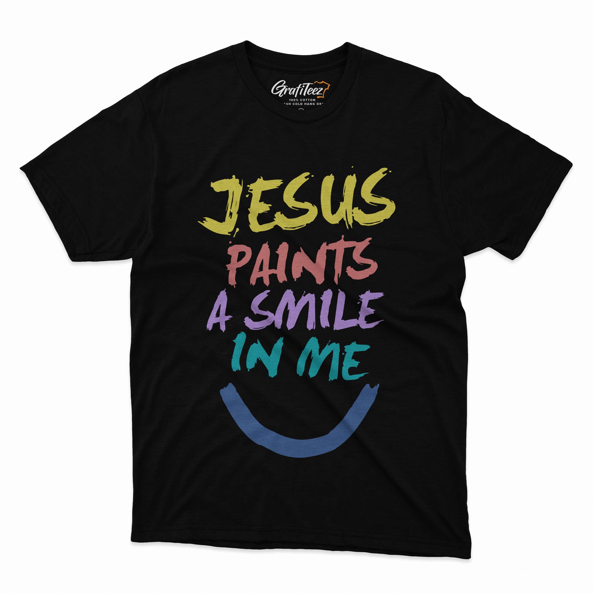 Grafiteez Jesus Paints A Smile in Me Round Neck Cotton T-Shirt for Men & Women Unisex T Shirt