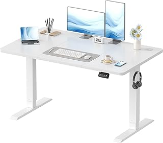 Devoko Electric Standing Desk 120x60cm Sit Stand Table Height Adjustable with Backpack Hook and Memory Smart Pannel, Home …