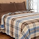 Poyet Motte Chevreuse Heavyweight Wool Blend Oversized Blanket, Machine Washable (King Size, Blue Stripe)