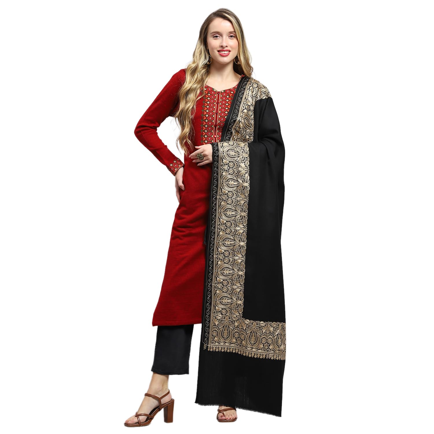 Womens Self Design Shawl (224SHW6868)-image-45