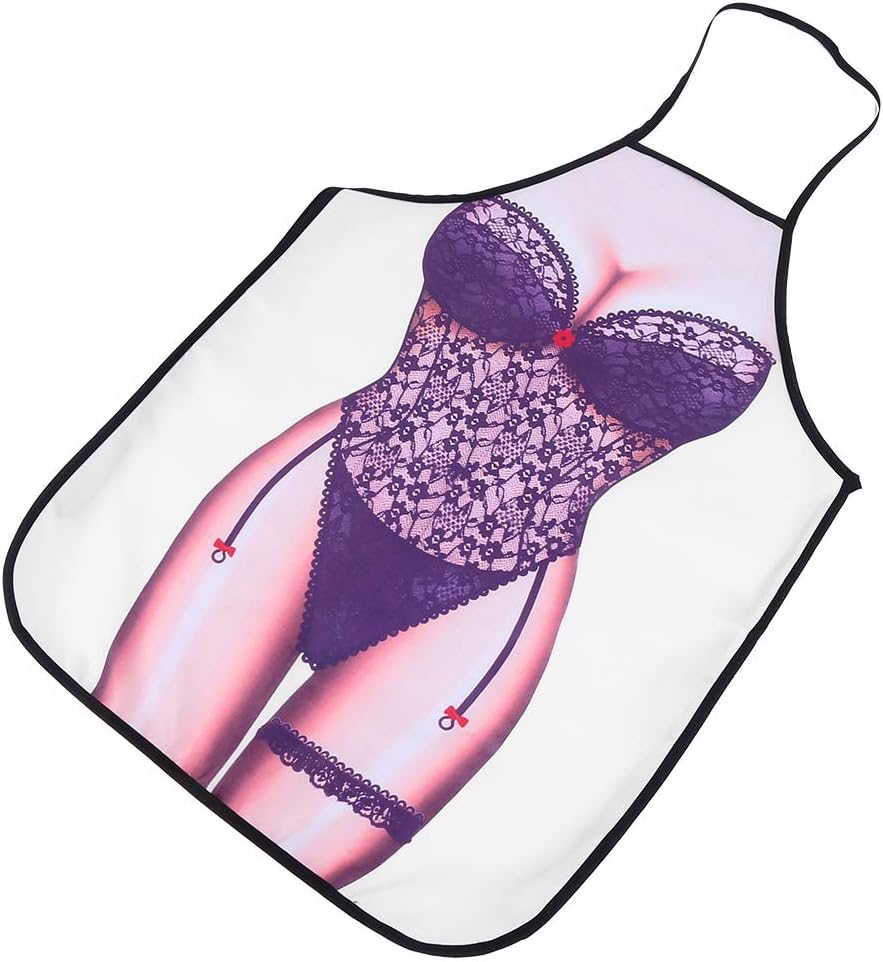Waterproof Apron, Purple Cooking Apron Funny 3D Printer Sexy Lady Apron for Laundry, Kitchen