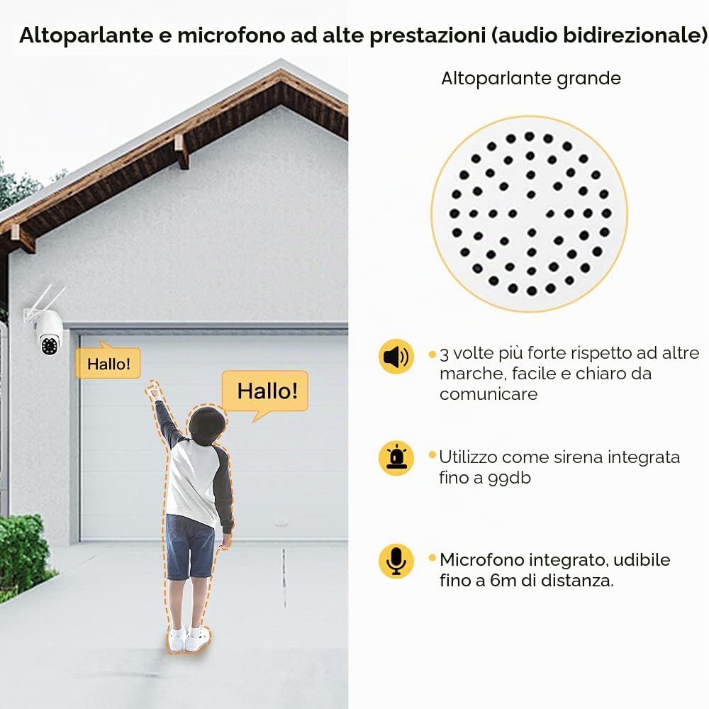 HiKam Telecamera di sorveglianza A9 2023 Gen, PT per esterni, con riconoscimento personale, risoluzione Ultra HD 2K, senza fili, IP WLAN, orientabile, con sirena, visione notturna, IP66, impermeabile
