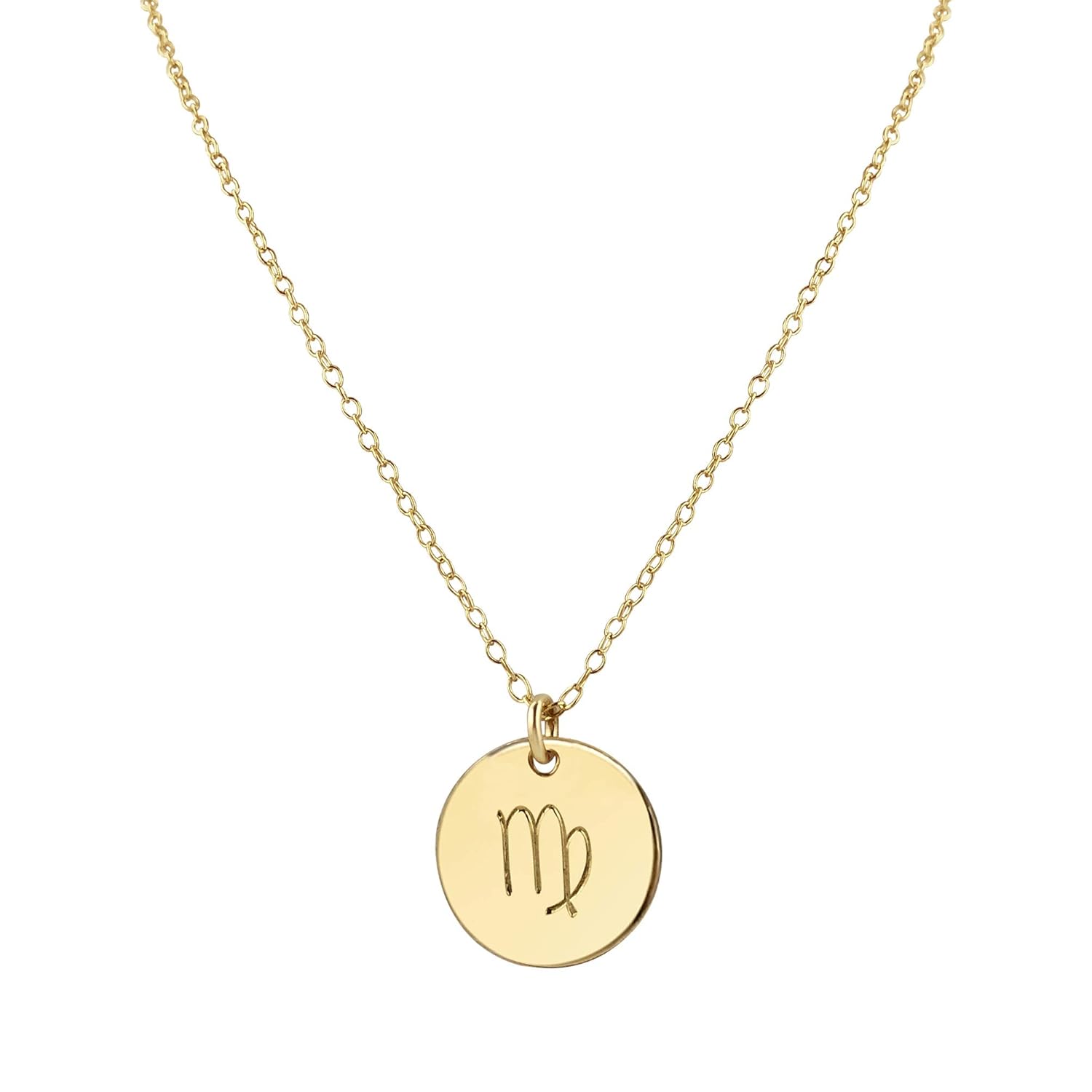 Handmade Gold Virgo Zodiac Charm Necklace - 18 Inches Plus 2 Inch Extender Chain - August, September Birthday Gift for Girl, Woman, Friend, Her - Anniversary Gift for Wife, Girlfriend