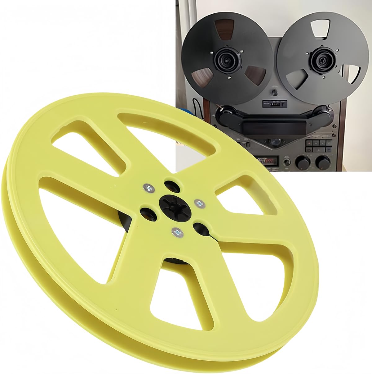 Bobina di nastro vuota da 1/4 7 pollici, bobina di nastro audio universale in plastica ABS con 6 fori antivento, adatta per registratori Studer (giallo)
