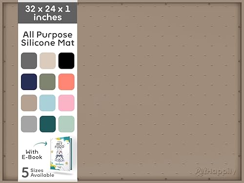 Miniatura 48 de Tapete grande de silicona para cuencos de comida y agua, 24 x 15 pulgadas, bordes elevados para evitar derrames, impermeable, protege el suelo