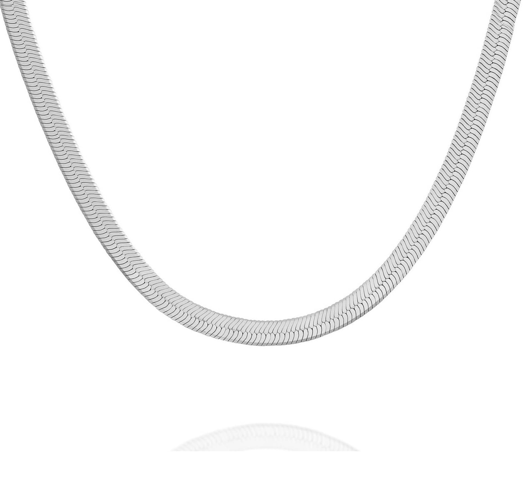 VAMA FASHIONS Classic Simple Silver Stainless Steel Flat Snake Western Charm Stylish Herringbone Neck Necklace Chains for Men Boys (5mm Chain, 16 Inches Choker Chain) (B0DG8LLV7T) Amazon Price History, Amazon Price Tracker