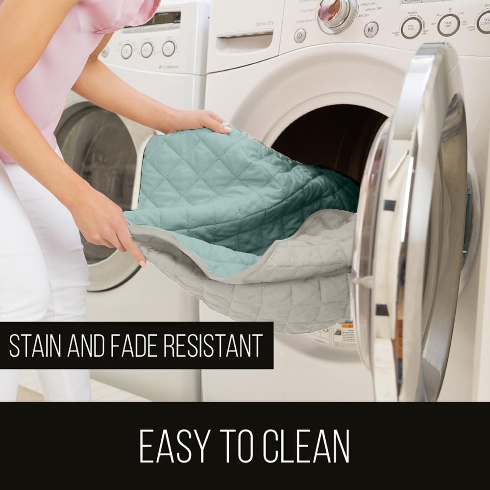 Sofa Shield Couch Slip Covers for Dogs, Reversible Furniture Protector with Strap, Stain and Tear Resistant Cushion Cover, 62 inch Seat, Machine Washable Slipcover Pets, Cats, Seafoam Cream