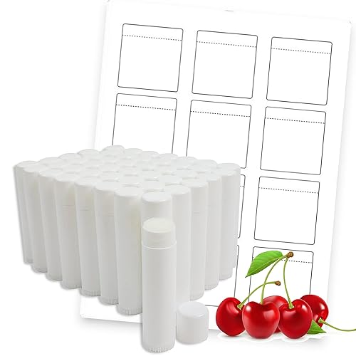 Kit de bálsamo labial y etiquetas para regalos de fiesta, bálsamos labiales rellenos con sabor a cereza, etiquetas incluidas, 48 bálsamos labiales,
