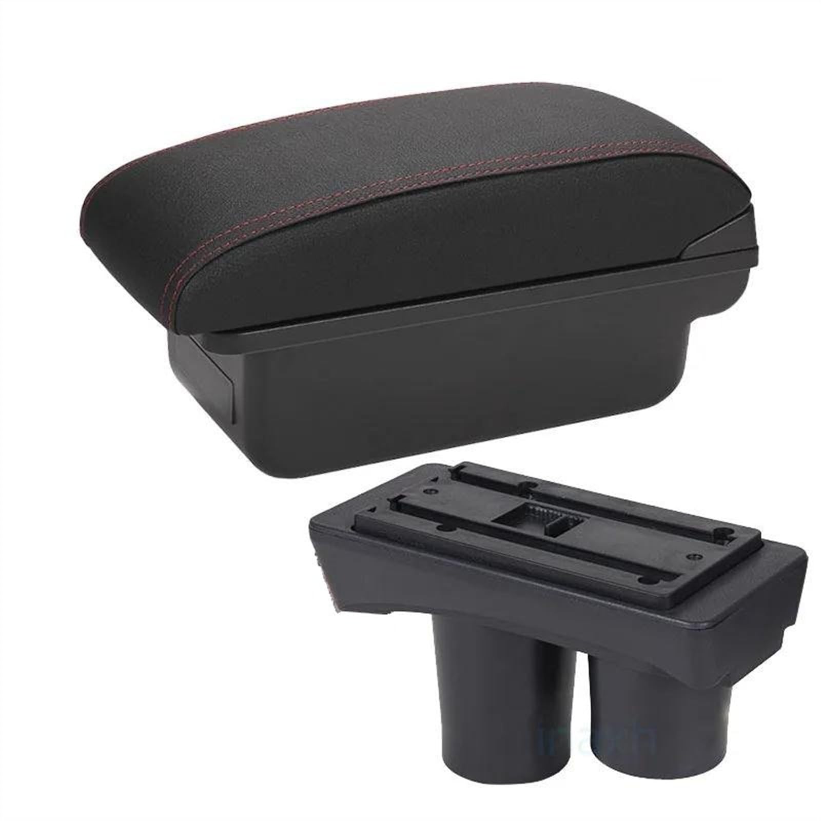 Boîte D'accoudoir De Voiture, Boîte De Rangement, Support De Verre, Accessoires De Modification Pour Citroën C2 C3 | C1 Black red NO USB