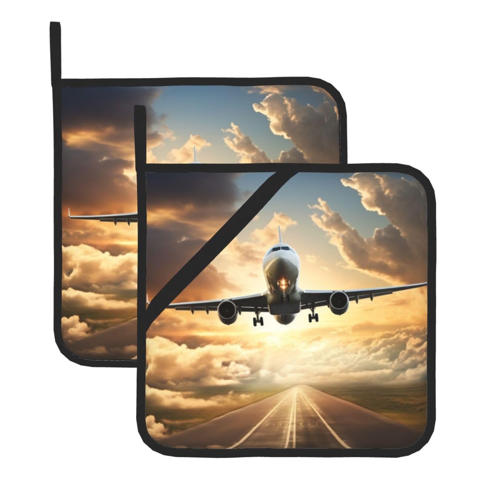 2Pcs Pot Holders for Kitchen Heat Resistant Potholder Airplane Hot Pads for Countertops Oven Pot Holders for Cooking Baking Kitchen Hot Mat Trivet 8 inch Hot Pad