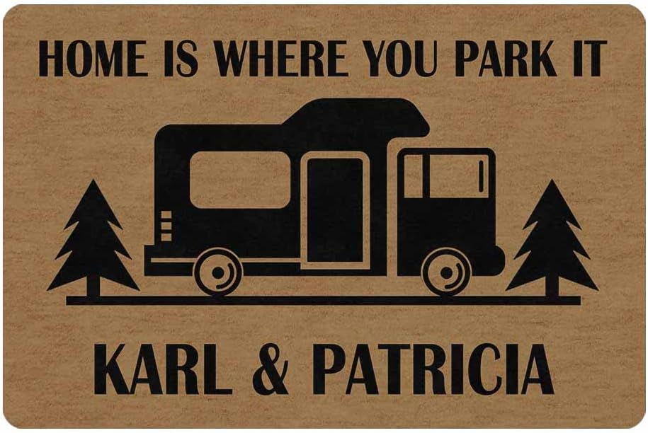Personalized Camper Welcome Rugs,Custom Camping Door mat with Family Name,Customized Camper Rug,Camper Accessories Sign Decorations for RV Trailer Motorhomes Inside Outside Indoor Outdoor,30X18 in