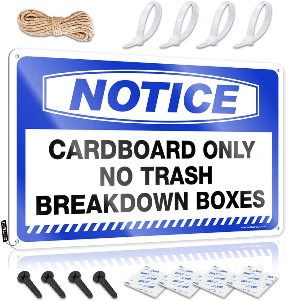Tin Plate Sign For Rustic Decor For Kitchen Locally Grown Themed Decor Retro Wall-mounted | Patio Open & Western Room Decor For Men : Notice Cardboard Only No Trash Breakdown Boxes