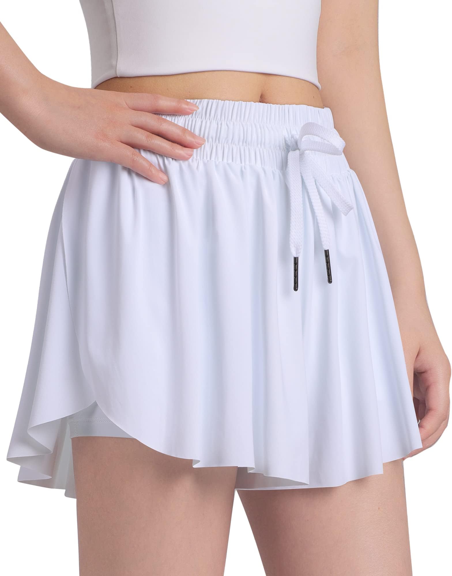 KEREDA Girls Flowy Shorts,Youth/Toddler Butterfly Shorts with Spandex Liner 2-in-1 for Running,Sports,Athletic,Fitness,Tennis