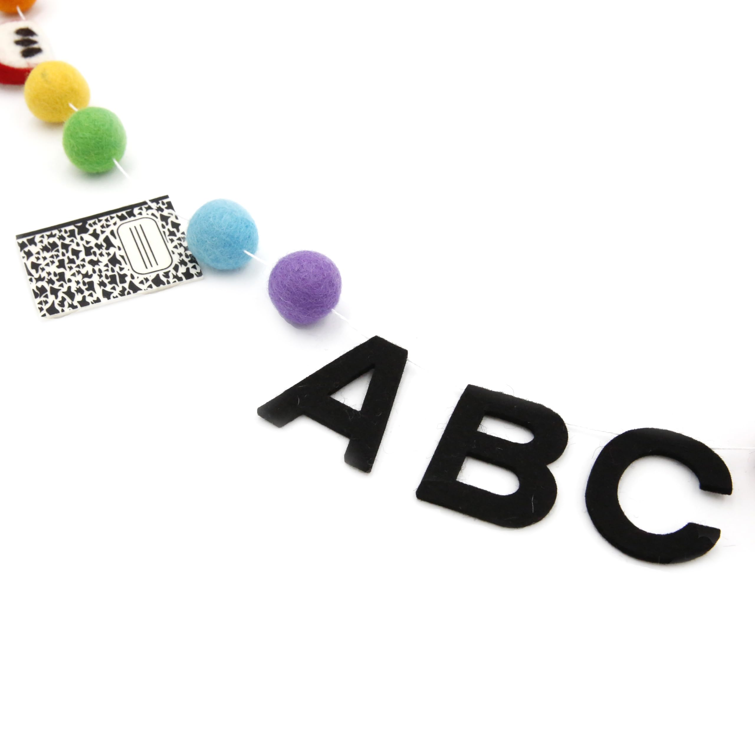 Generic The Felt Pod Wool Felt Back to School ABC Notebooks Pencil Shapes Hanging Garland, Set of 1, Multiple Color, 7 Feet