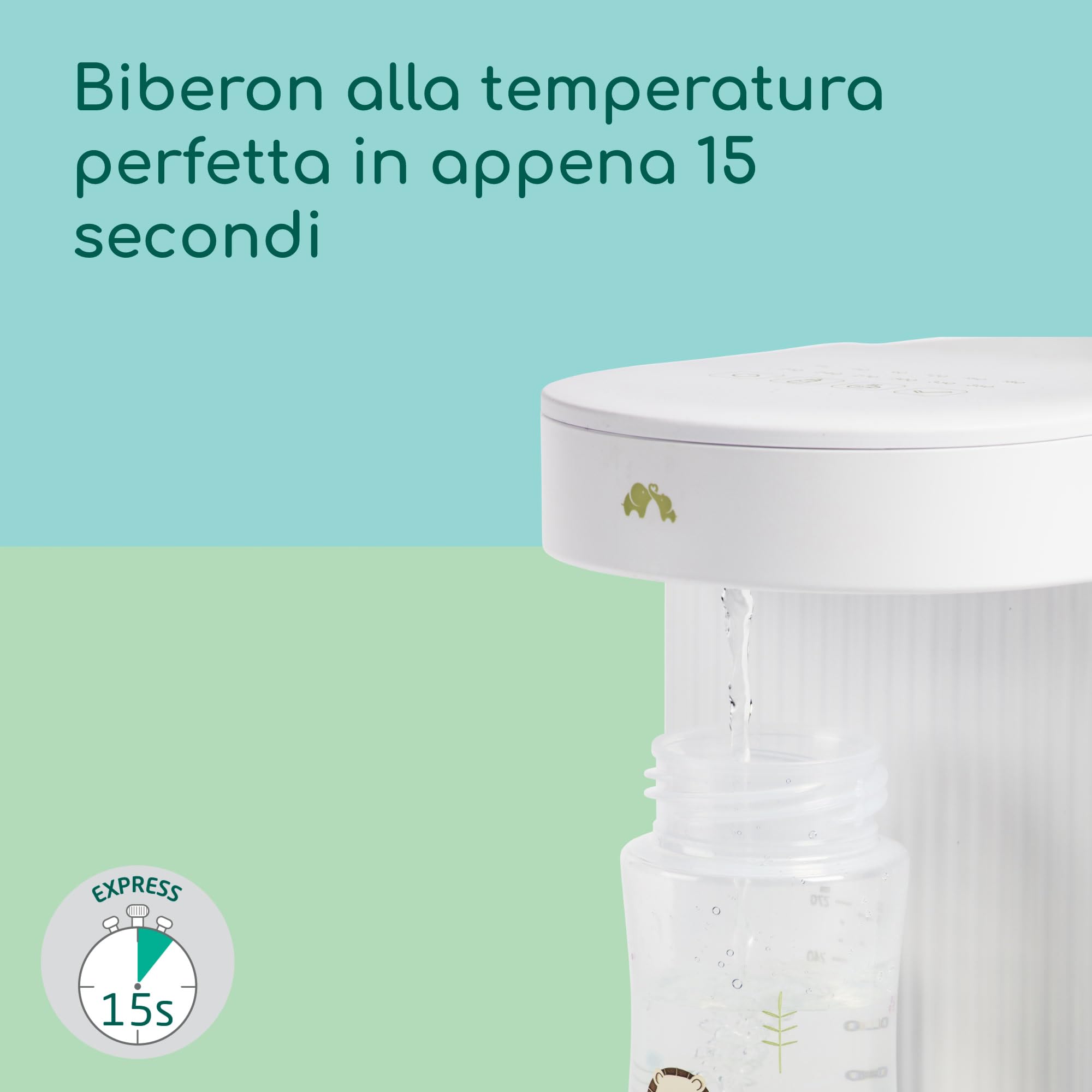 Bebeconfort Preparatore di Biberon Neonato Istantaneo, Temperatura Ideale in Secondi, Scaldabiberon Neonato Rapido e Silenzioso, Acqua Calda max 80°C, Capacità 1,1 L, Memoria, Autopulente, Compatto