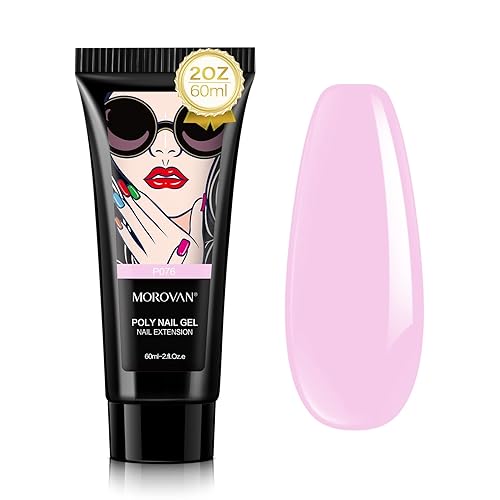 Morovan Uñas de poligel, color morado leche, 2.0 fl oz, gel constructor de uñas, gel de uñas de moda, diseño de arte de uñas, gel de extensión de