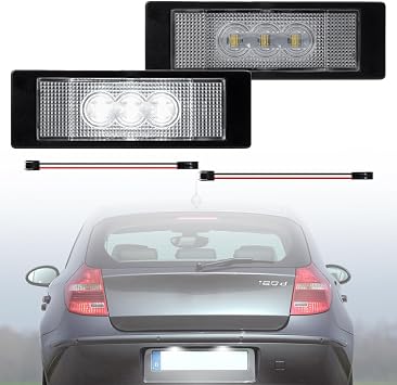 White LED License Plate Light Compatible with BMW E81 E87 F20 F21 E63 E64 F06 F12 F13 1 Series 6 Z4 E86 E85 E89 X2 Gran Coupe