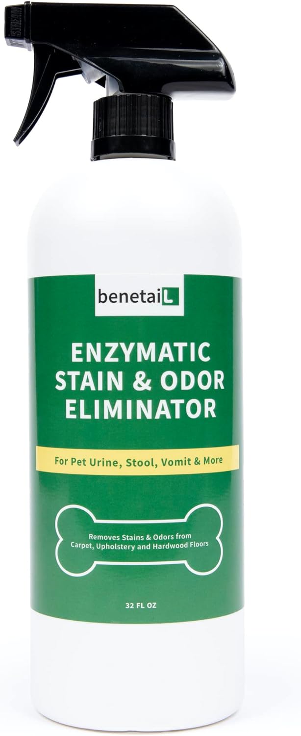 | Pet Enzymatic Stain & Odor Eliminator for Strong Odors Around the Home - Carpet Cleaner for Dog & Cat Urine - 32oz Spray
