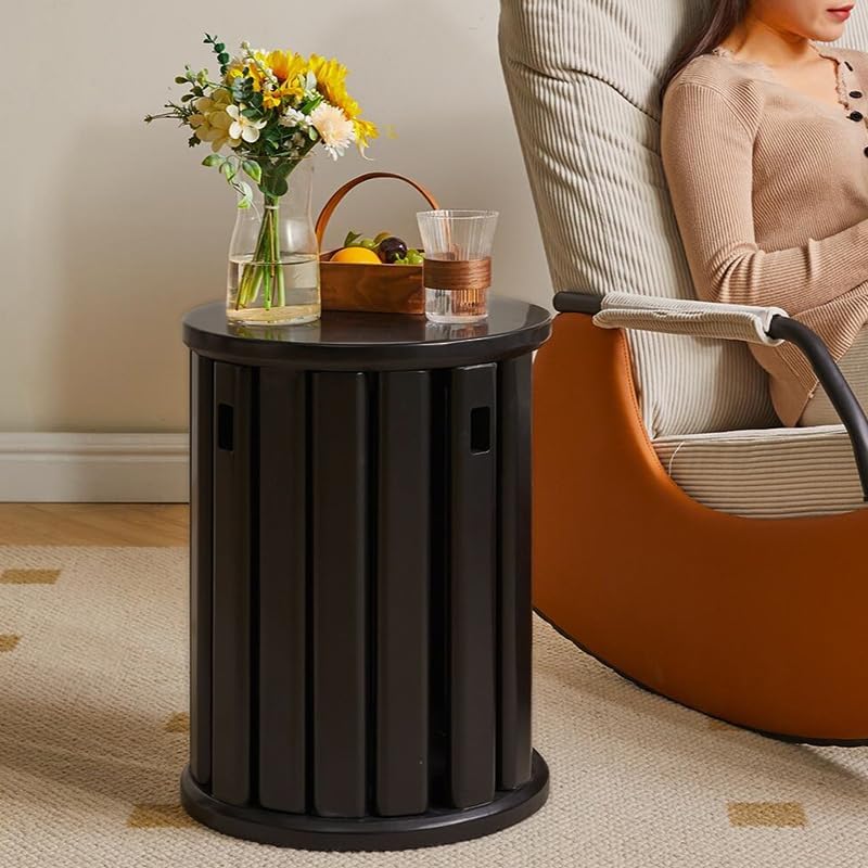 Stackable Stools Set of 4,4-in-1 Wood Stool,Round Wooden Stools with Anti-Slip Foot Pads for Kitchen,Bedroom,Living Room,Bar,No Assembly Required Durable and Space-Saving Design【 Black 】